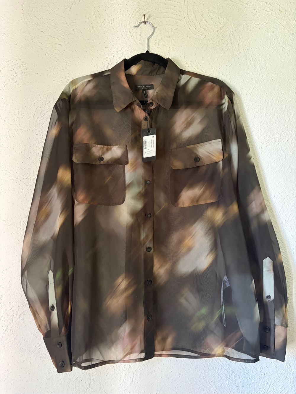 Rag & Bone Women’s XL Sheer Button Up Blouse Abstract Floral NWT